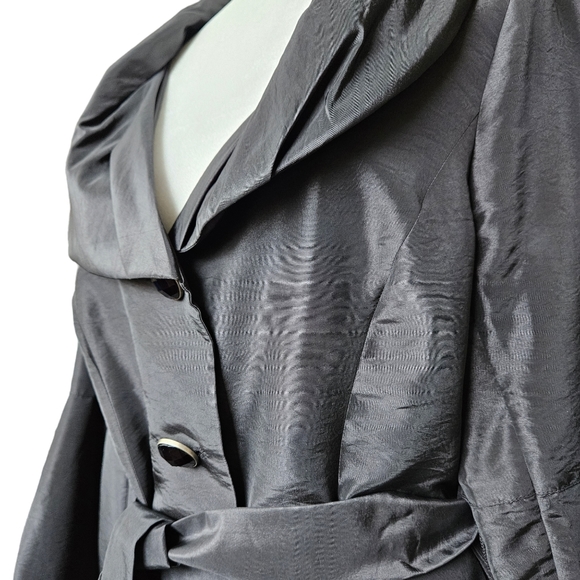 Spanner evening formal event cocktail black jacket blouse with sash shiny 12 - Picture 6 of 15